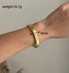 Retro Streetwear Solid Color Stainless Steel Plating Inlay Diamond 18k Gold Plated Bangle