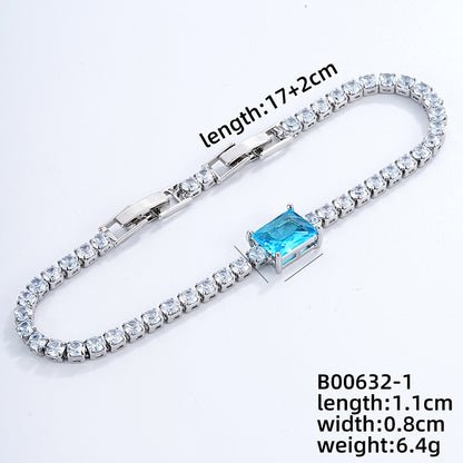 Ig Style Casual Simple Style Square Copper Plating Chain Inlay Zircon Bracelets