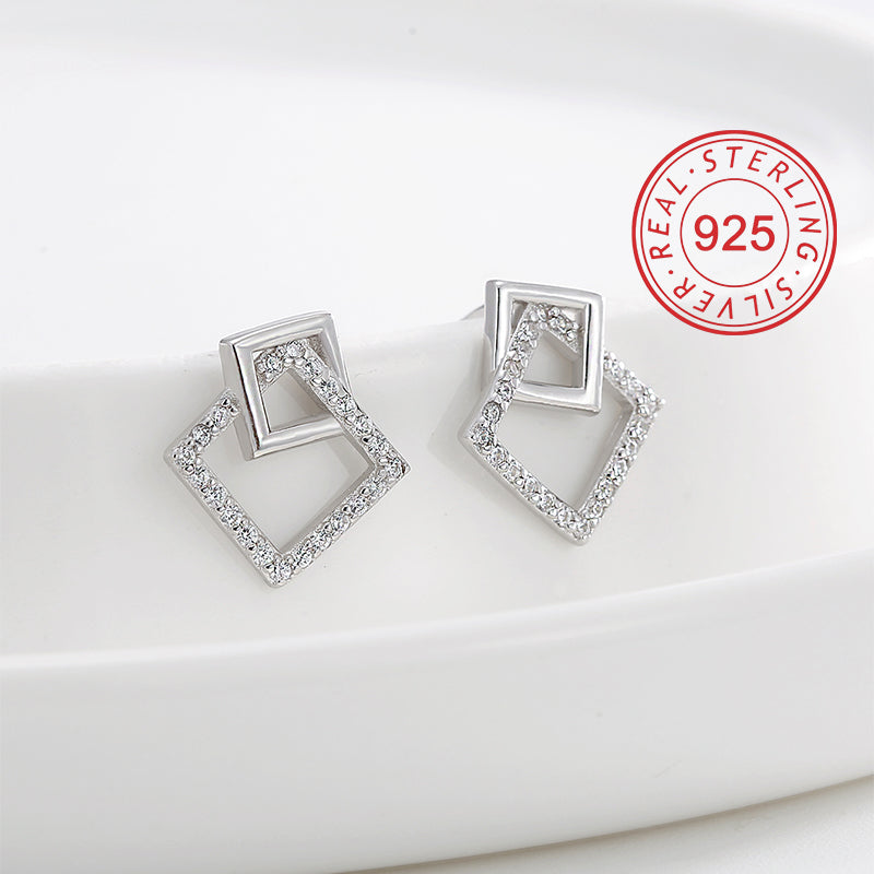 1 Pair Simple Style Symbol Plating Inlay Sterling Silver Zircon 18k Gold Plated Silver Plated Ear Studs