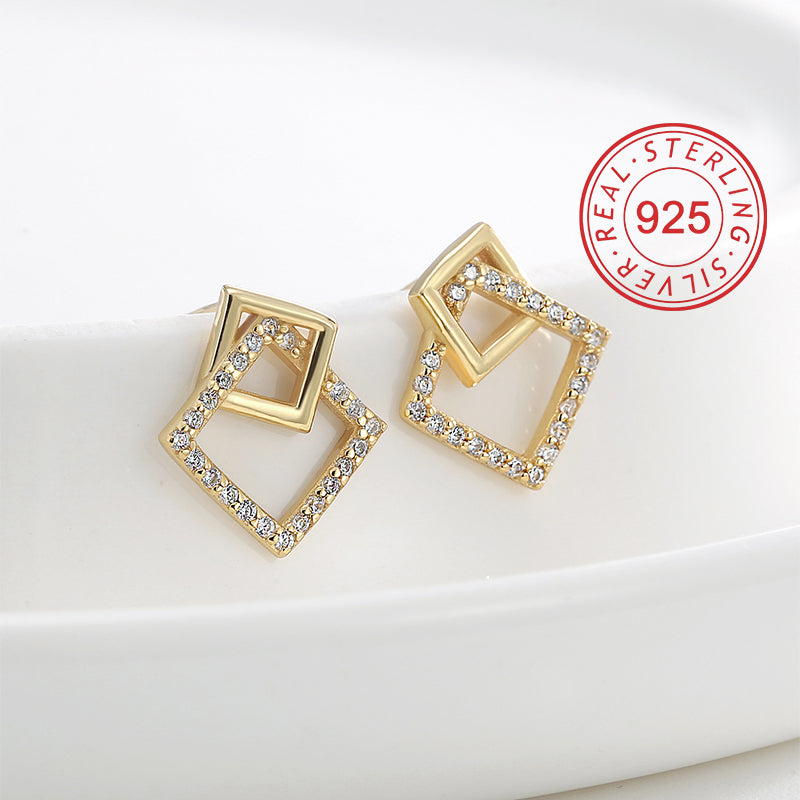 1 Pair Simple Style Symbol Plating Inlay Sterling Silver Zircon 18k Gold Plated Silver Plated Ear Studs