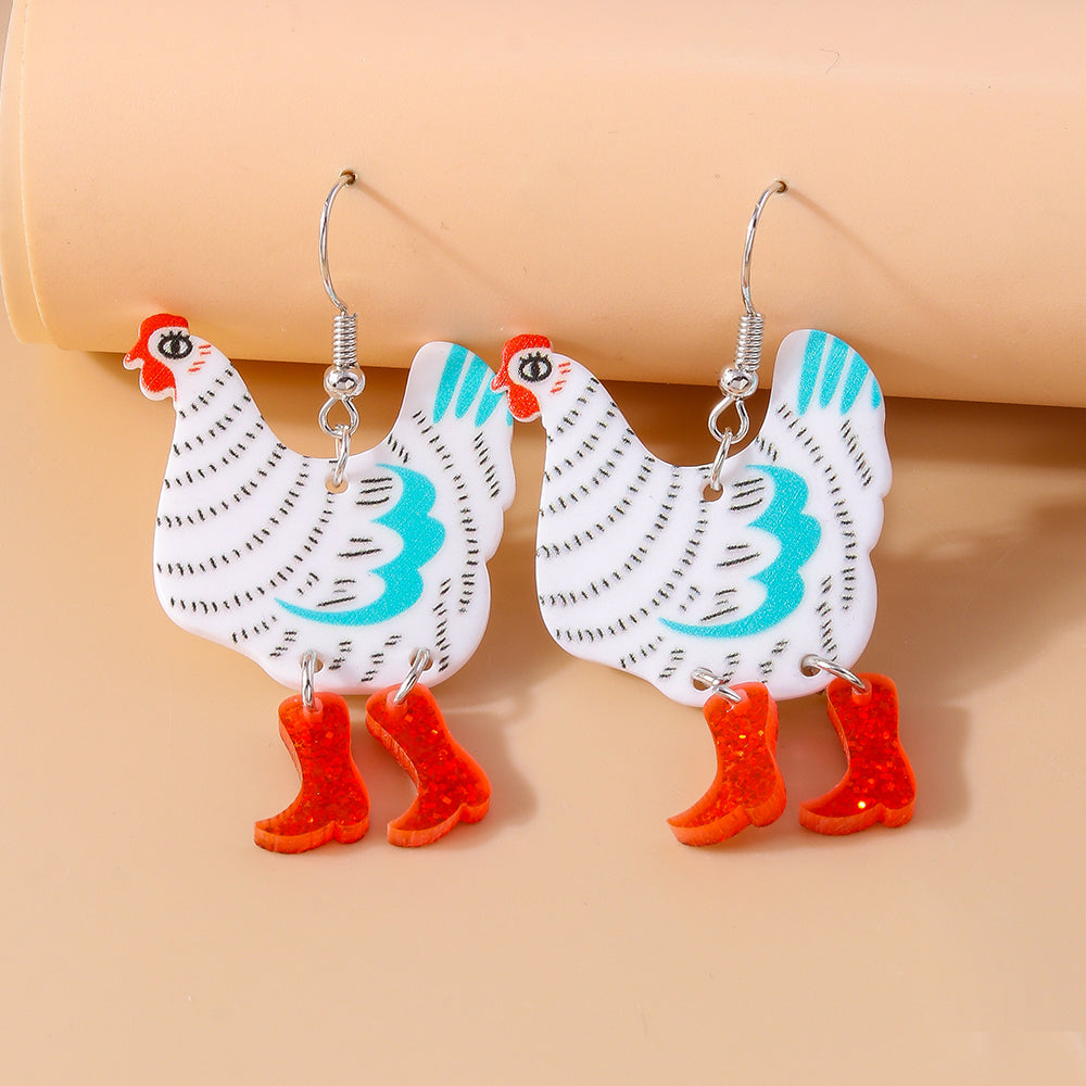 1 Pair Cute Funny Hen Zinc Alloy Drop Earrings