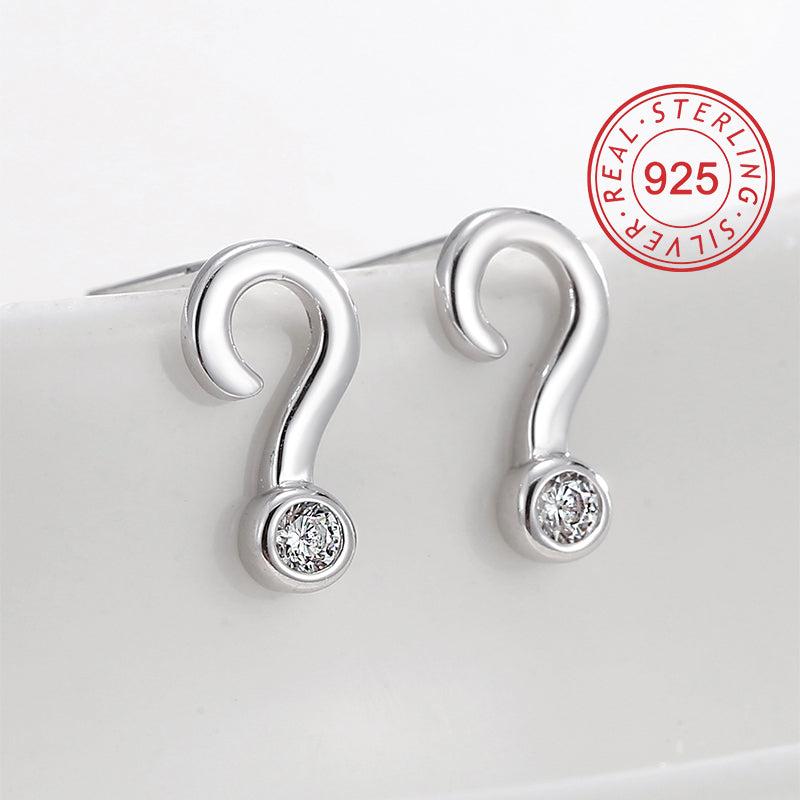 1 Pair Simple Style Symbol Plating Inlay Sterling Silver Zircon 18k Gold Plated Silver Plated Ear Studs