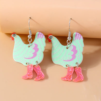 1 Pair Cute Funny Hen Zinc Alloy Drop Earrings