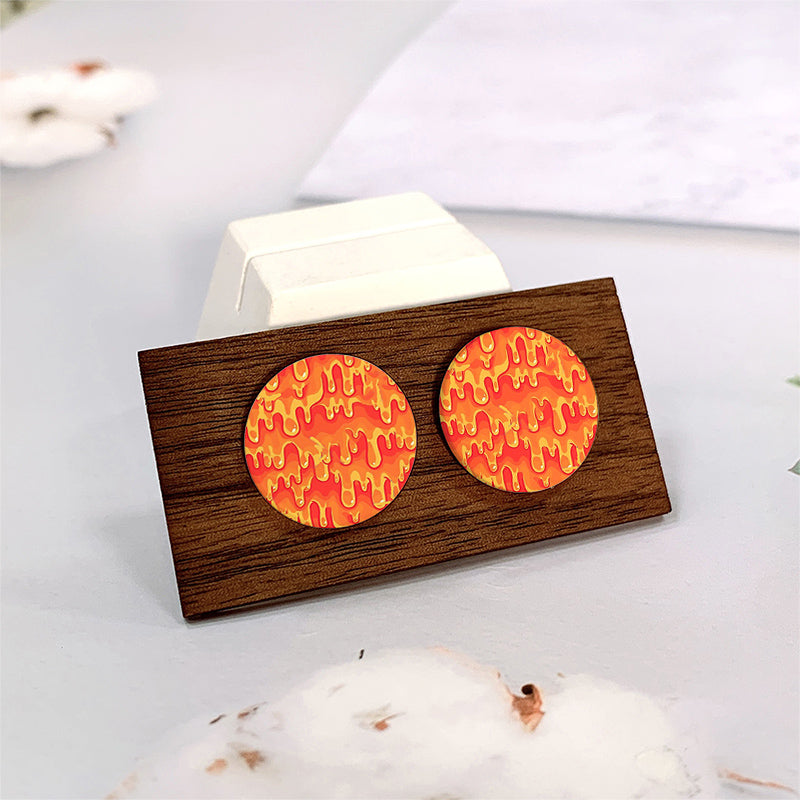 1 Pair Casual Original Design Round Printing Arylic Ear Studs