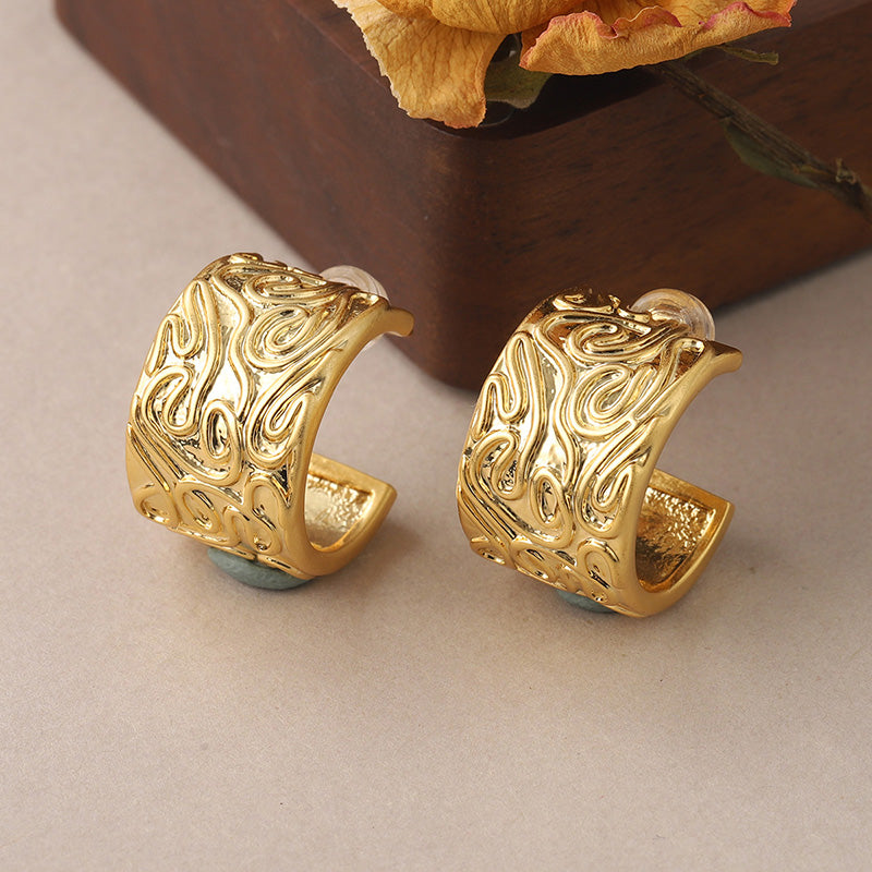 1 Pair Vintage Style French Style Curve Plating Copper Ear Studs