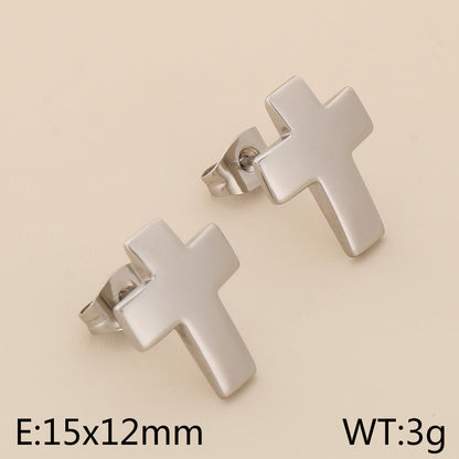 1 Pair Simple Style Cross Heart Shape Plating Titanium Steel Rose Gold Plated Gold Plated Ear Studs