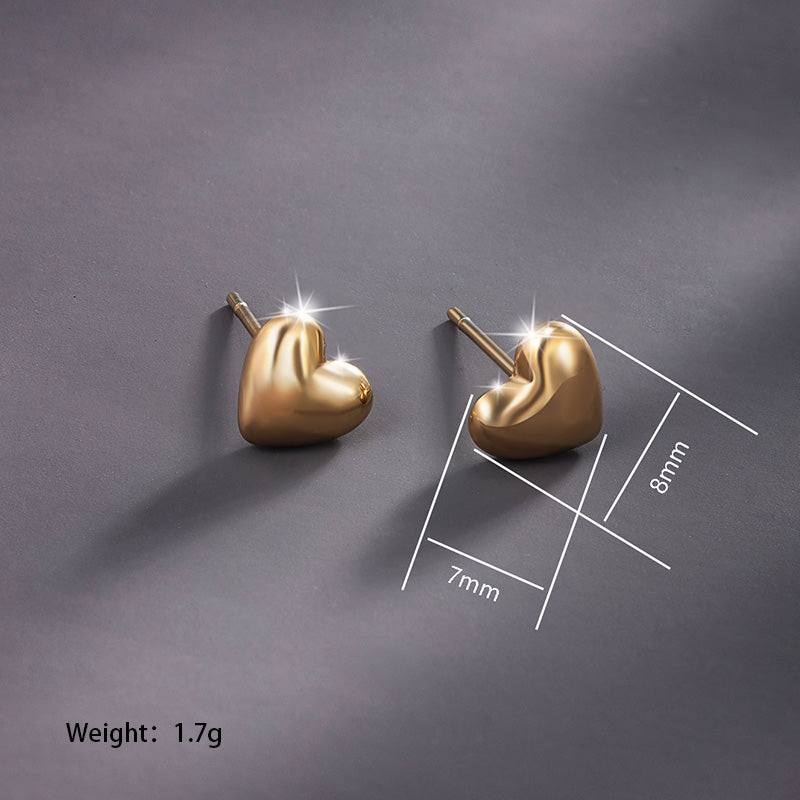 1 Pair Basic Simple Style Heart Shape Plating Stainless Steel 14k Gold Plated Ear Studs