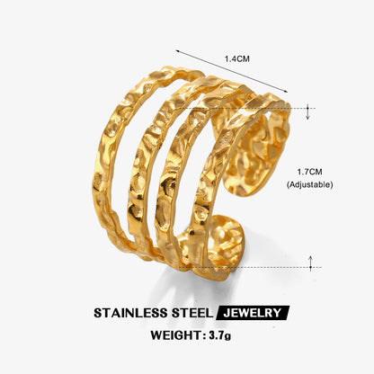 Simple Style Lines Stainless Steel Plating 18k Gold Plated Open Rings