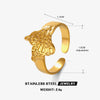 Ig Style Heart Shape Butterfly Stainless Steel Plating 18k Gold Plated Open Rings