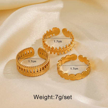 Ig Style Geometric Stainless Steel Plating 18k Gold Plated Open Rings