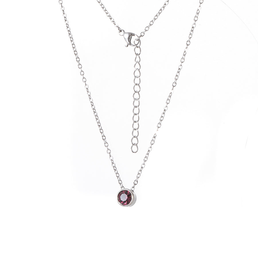 Ig Style Round Stainless Steel Plating Inlay Birthstone Pendant Necklace