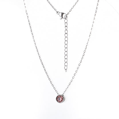 Ig Style Round Stainless Steel Plating Inlay Birthstone Pendant Necklace