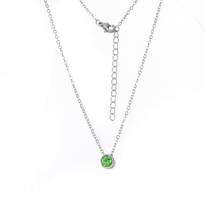 Ig Style Round Stainless Steel Plating Inlay Birthstone Pendant Necklace