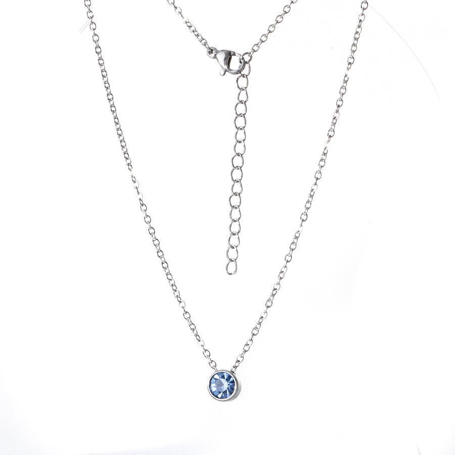 Ig Style Round Stainless Steel Plating Inlay Birthstone Pendant Necklace