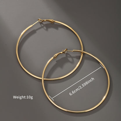 1 Pair Nordic Style Xuping Circle Plating Stainless Steel 14k Gold Plated Hoop Earrings