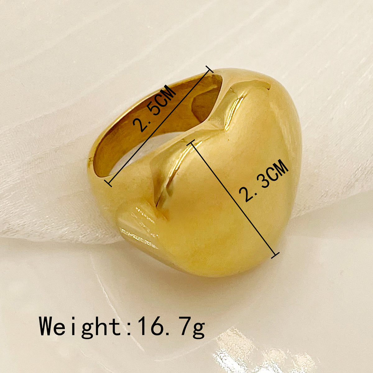 Ig Style Modern Style Heart Shape Stainless Steel Polishing 18k Gold Plated Rings