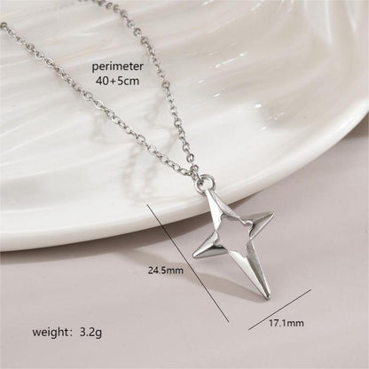 Simple Style Star Heart Shape Bow Knot Stainless Steel Polishing Plating 18k Gold Plated Pendant Necklace