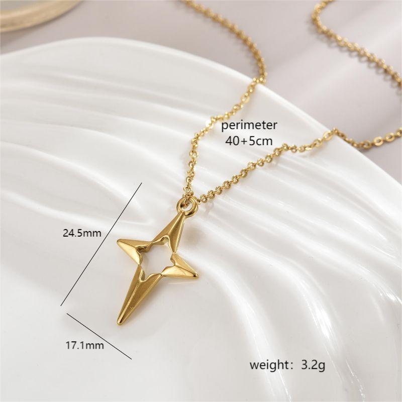 Simple Style Star Heart Shape Bow Knot Stainless Steel Polishing Plating 18k Gold Plated Pendant Necklace