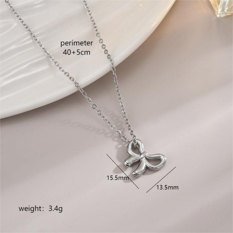 Simple Style Star Heart Shape Bow Knot Stainless Steel Polishing Plating 18k Gold Plated Pendant Necklace