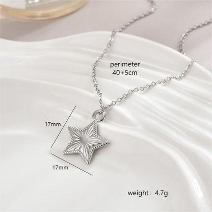 Simple Style Star Heart Shape Bow Knot Stainless Steel Polishing Plating 18k Gold Plated Pendant Necklace