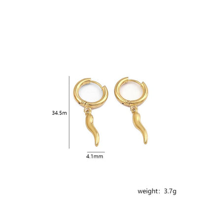 Simple Style Chili Stainless Steel Plating 18k Gold Plated Drop Earrings