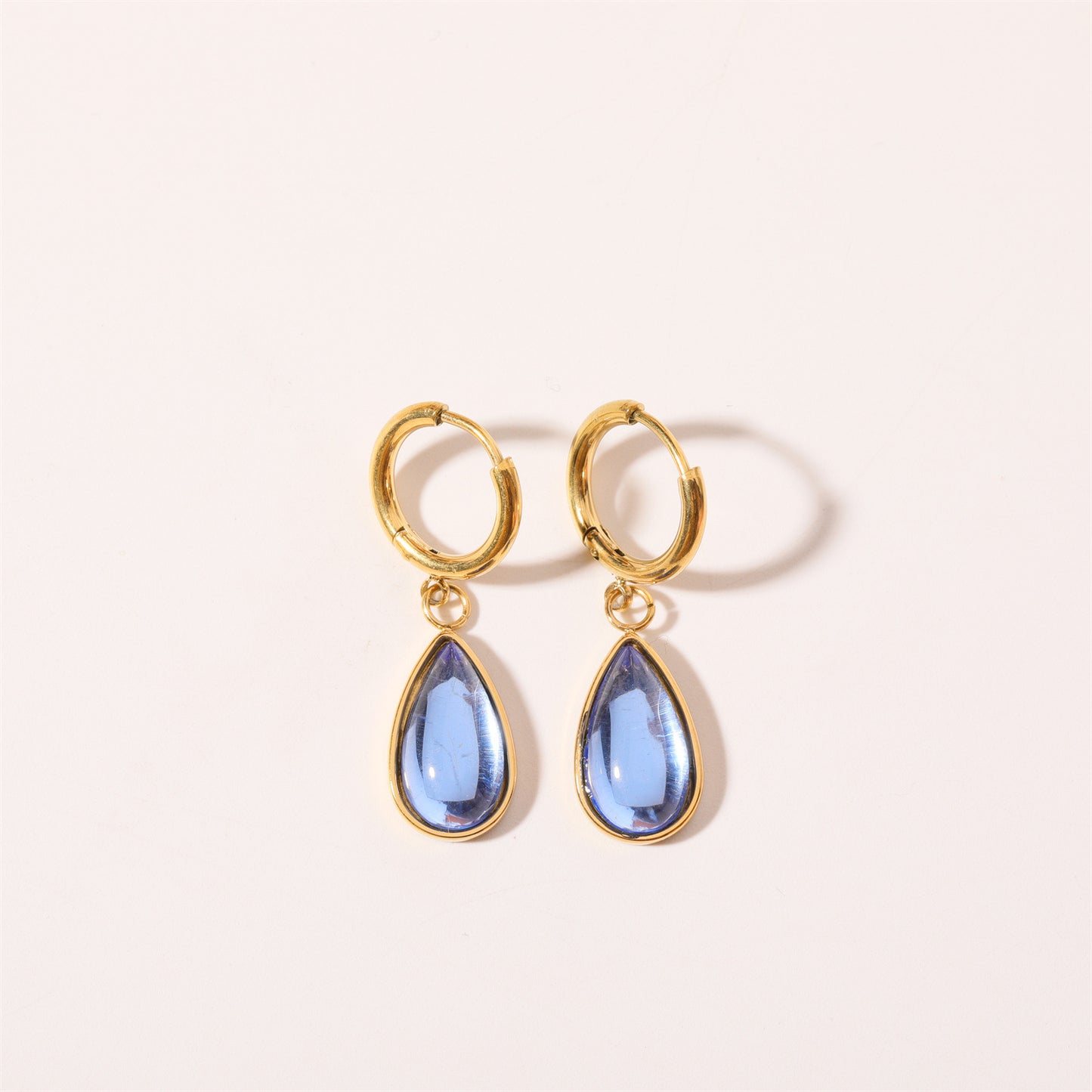 1 Pair Simple Style Water Droplets Plating Inlay Stainless Steel Birthstone 18k Gold Plated Drop Earrings