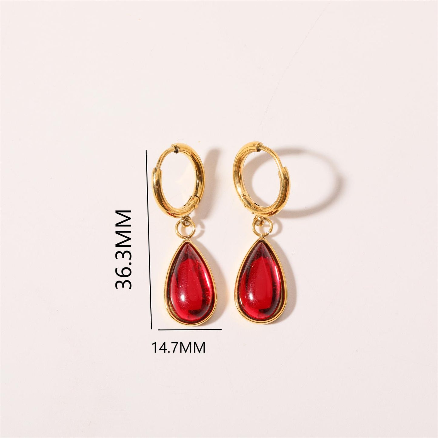 1 Pair Simple Style Water Droplets Plating Inlay Stainless Steel Birthstone 18k Gold Plated Drop Earrings