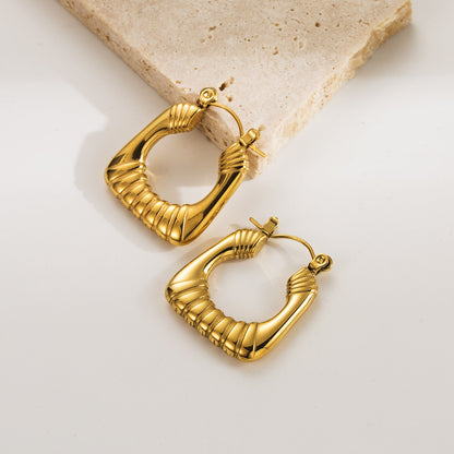 1 Pair Ig Style Simple Style Geometric Solid Color Plating Stainless Steel 18k Gold Plated Earrings