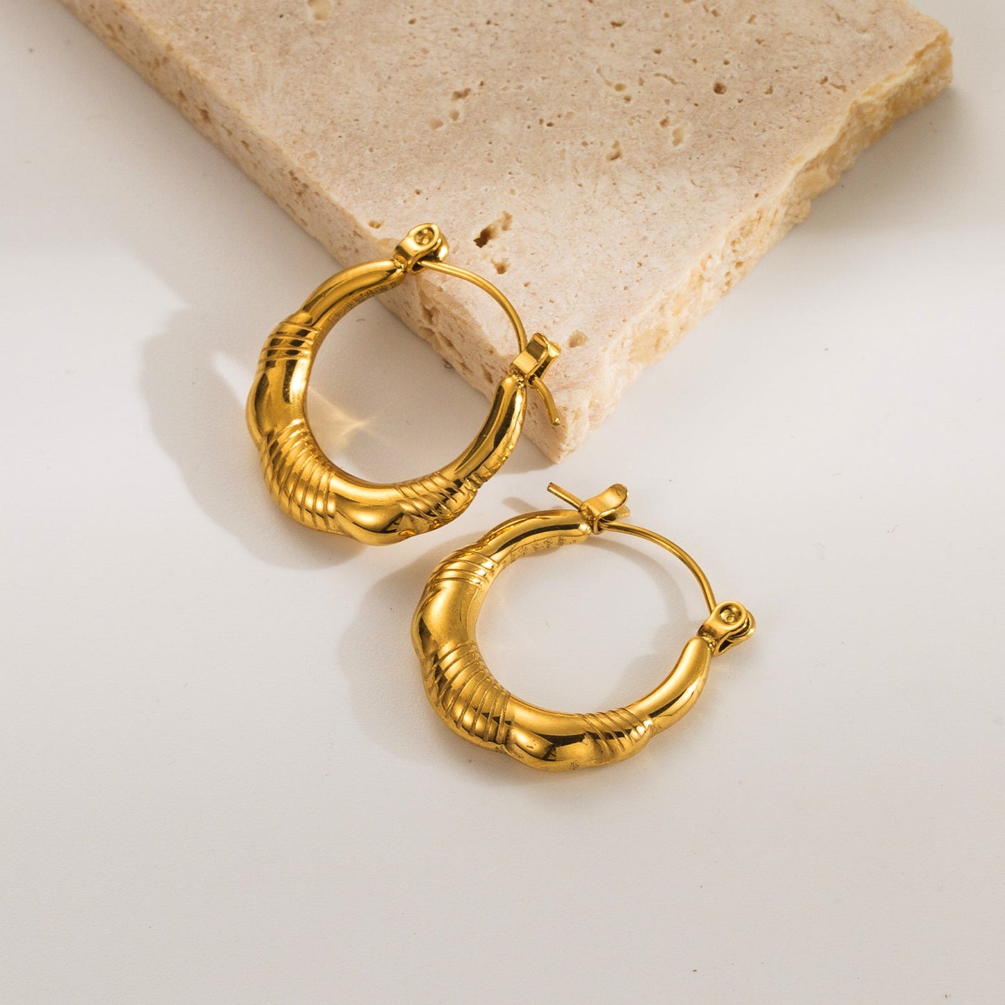 1 Pair Ig Style Simple Style Geometric Solid Color Plating Stainless Steel 18k Gold Plated Earrings