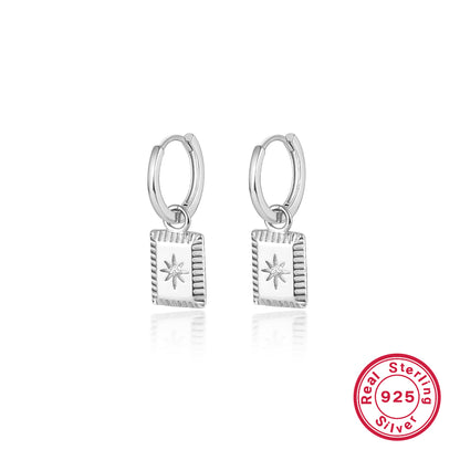 1 Pair Streetwear Rectangle Plating Inlay Sterling Silver Zircon 18k Gold Plated White Gold Plated Drop Earrings