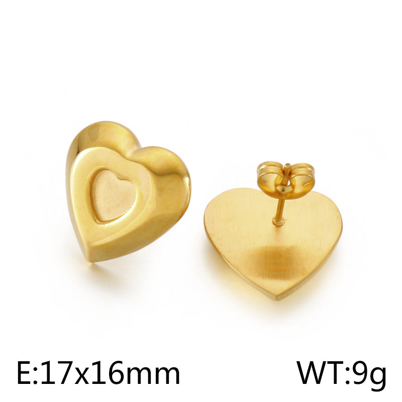 1 Piece Simple Style Commute Heart Shape Plating Stainless Steel Gold Plated Ear Studs