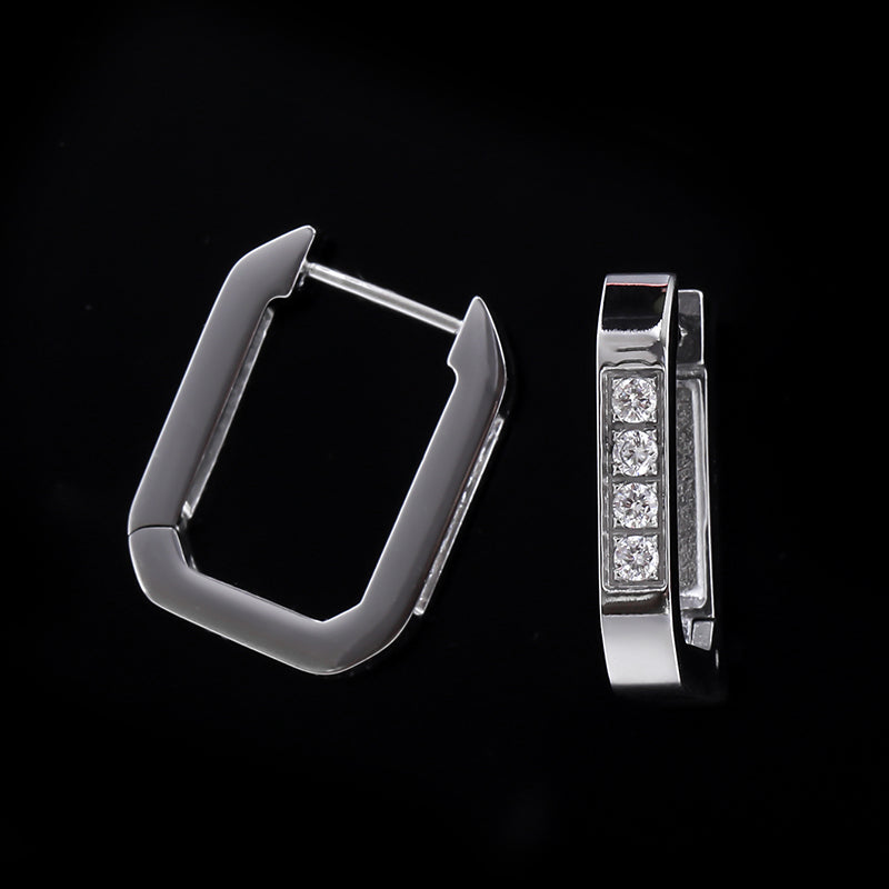 1 Pair Simple Style Classic Style Square Polishing Inlay Stainless Steel Zircon Earrings