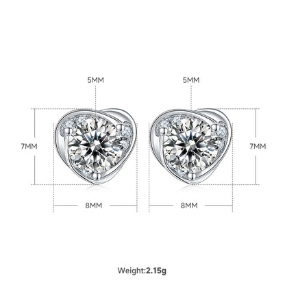 Lady Heart Shape Sterling Silver Plating Inlay Moissanite 18k Gold Plated Earrings Necklace