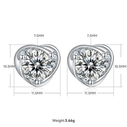 Lady Heart Shape Sterling Silver Plating Inlay Moissanite 18k Gold Plated Earrings Necklace