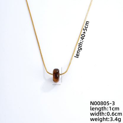 Simple Style Geometric Stainless Steel Natural Stone Unisex Pendant Necklace