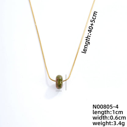 Simple Style Geometric Stainless Steel Natural Stone Unisex Pendant Necklace