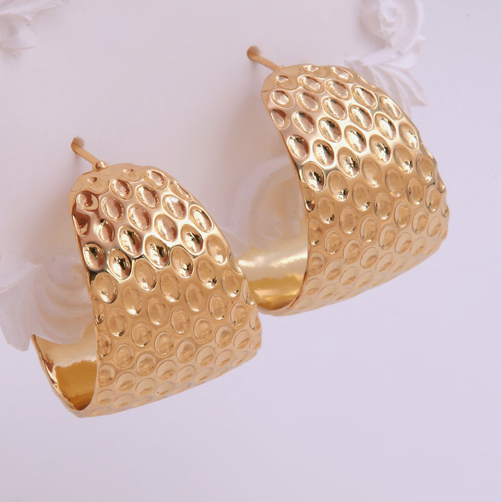 1 Piece Simple Style C Shape Solid Color Plating Copper 18k Gold Plated Ear Studs