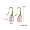 1 Pair Elegant Simple Style Solid Color Plating Inlay Stainless Steel Freshwater Pearl Titanium Steel Pearl 14k Gold Plated Drop Earrings