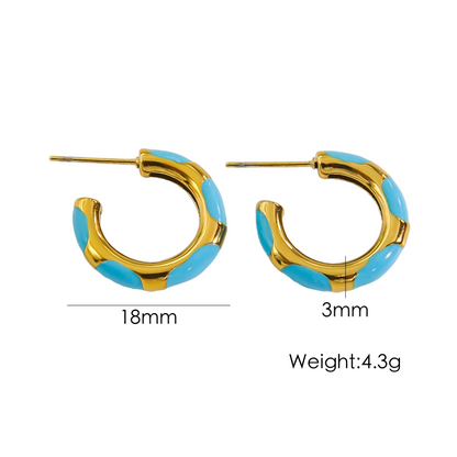 1 Pair Simple Style Round Enamel Plating Stainless Steel Titanium Steel 14k Gold Plated Earrings