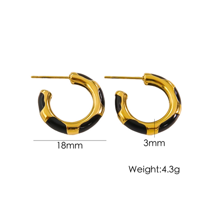 1 Pair Simple Style Round Enamel Plating Stainless Steel Titanium Steel 14k Gold Plated Earrings