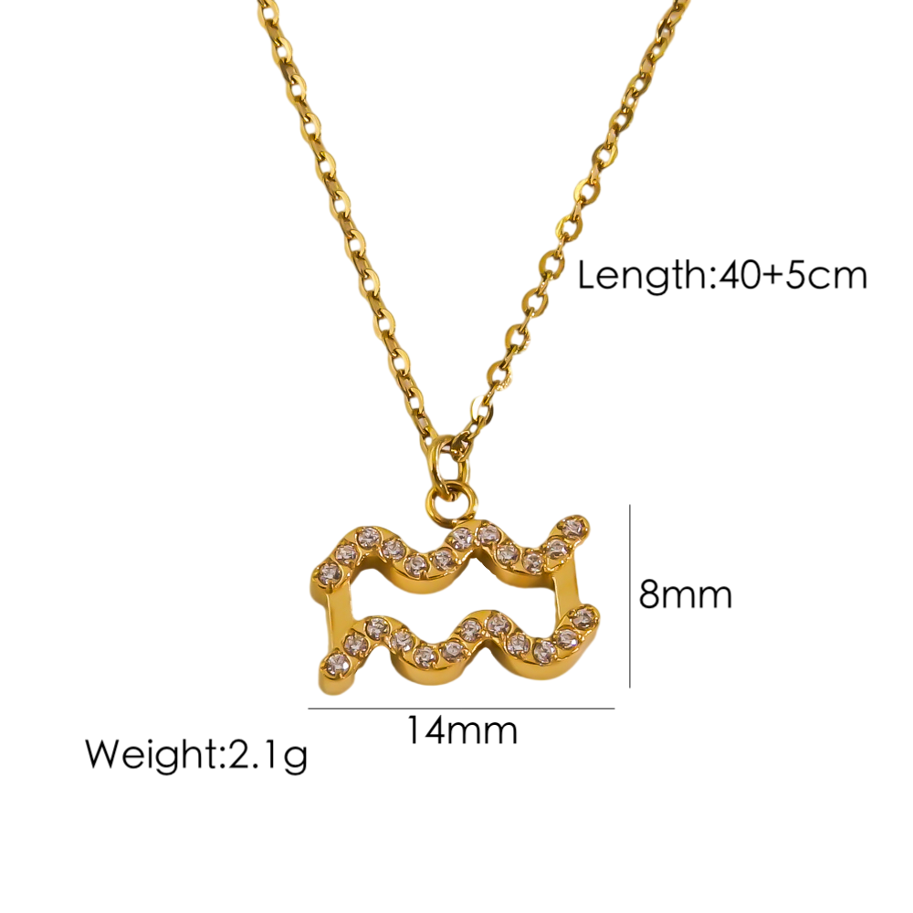 Elegant Constellation Stainless Steel Titanium Steel Plating Inlay Zircon 14k Gold Plated Pendant Necklace