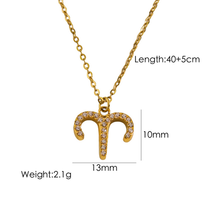 Elegant Constellation Stainless Steel Titanium Steel Plating Inlay Zircon 14k Gold Plated Pendant Necklace