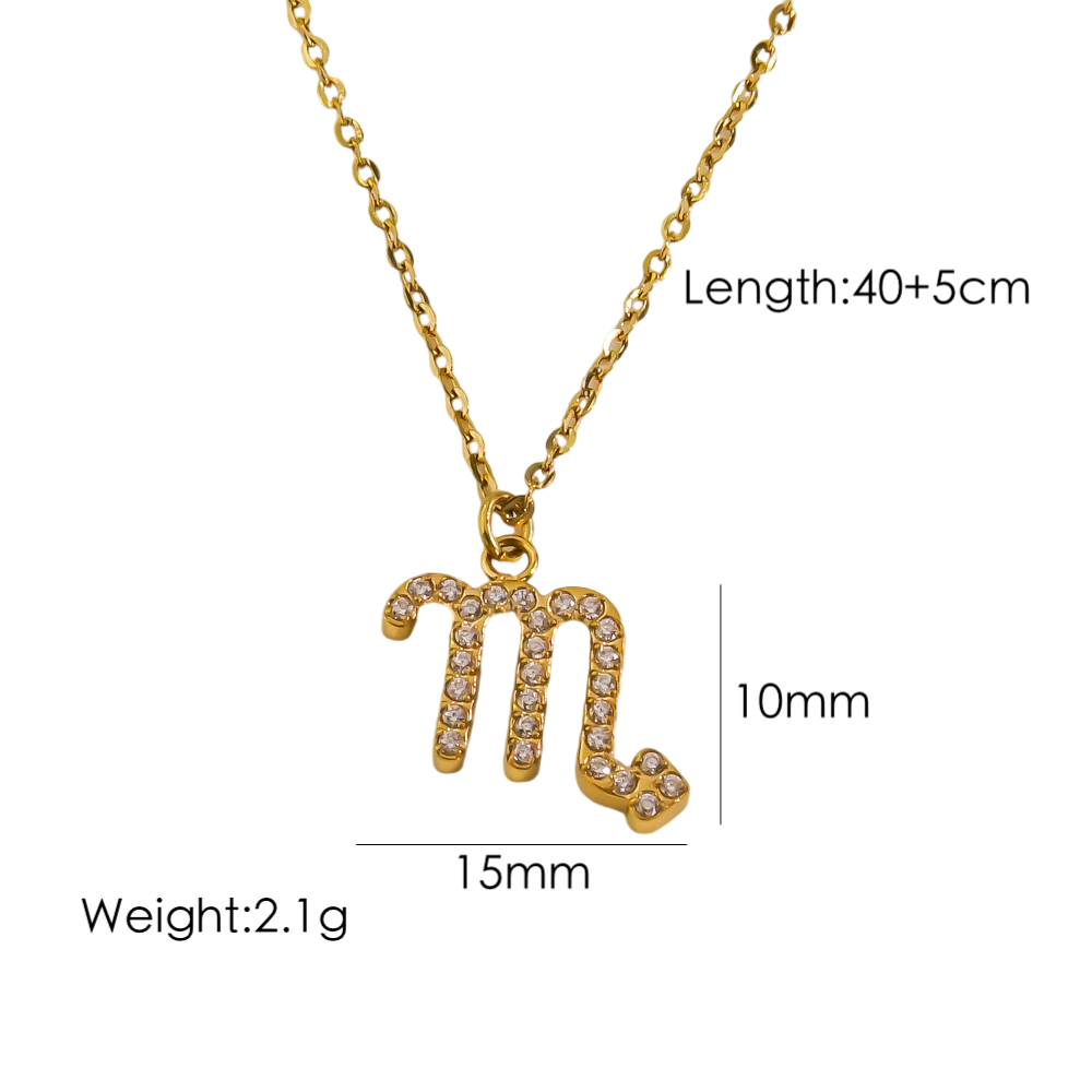 Elegant Constellation Stainless Steel Titanium Steel Plating Inlay Zircon 14k Gold Plated Pendant Necklace