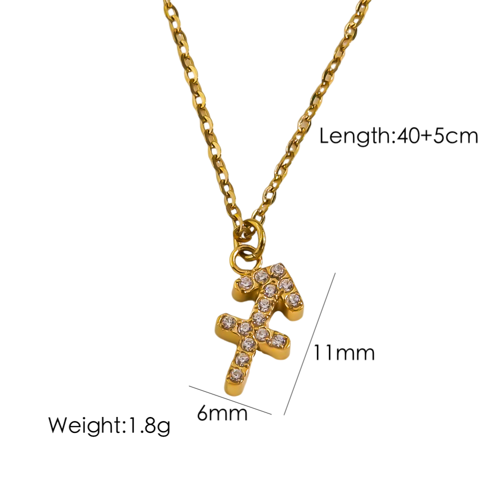 Elegant Constellation Stainless Steel Titanium Steel Plating Inlay Zircon 14k Gold Plated Pendant Necklace