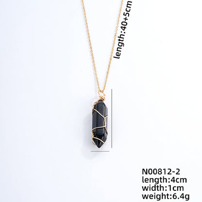 Ig Style Handmade Simple Style Geometric Stainless Steel Natural Stone Pendant Necklace