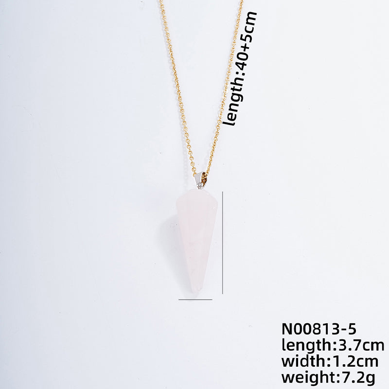 Ig Style Handmade Simple Style Geometric Stainless Steel Natural Stone Pendant Necklace