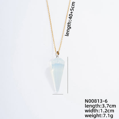 Ig Style Handmade Simple Style Geometric Stainless Steel Natural Stone Pendant Necklace