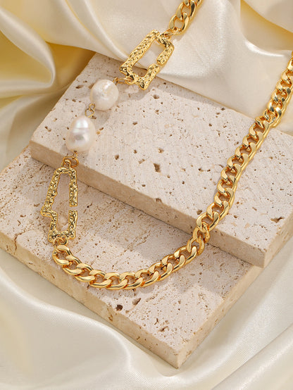 Elegant Hip-hop Geometric Copper Plating Pearl 18k Gold Plated Silver Plated Bracelets