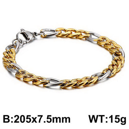 1 Piece Hip-hop Round Stainless Steel Bracelets