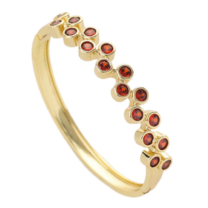 Commute Round Copper Plating Inlay Zircon 14k Gold Plated Bangle